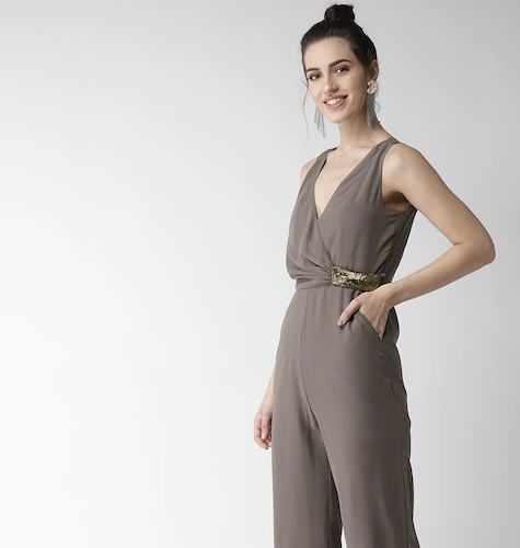 Women Grey Warp Detail Jumpsuit